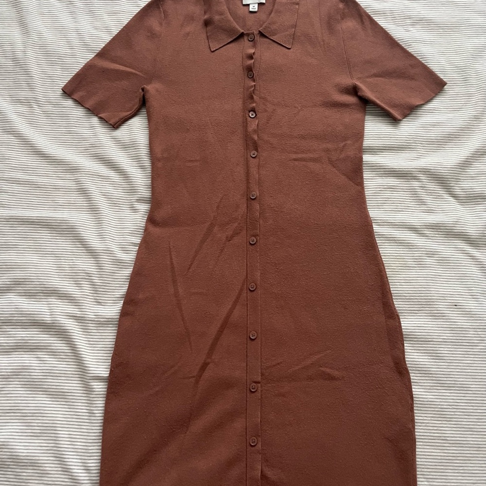 Aritzia Chocolate Brown Midi Dress